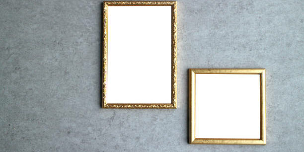 A set of ornate and modern golden picture frames with room for your image.